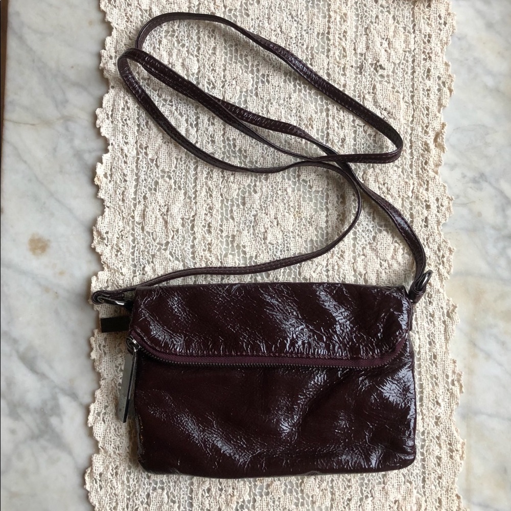 HOBO Burgundy Crackle Patent Leather Crossbody